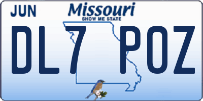 MO license plate DL7P0Z
