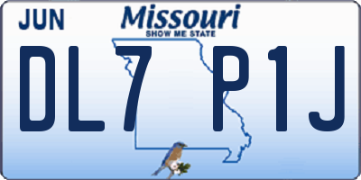 MO license plate DL7P1J