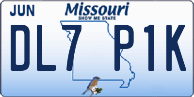 MO license plate DL7P1K