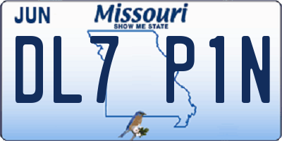 MO license plate DL7P1N