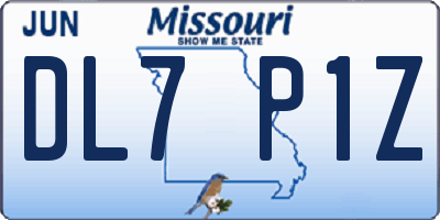 MO license plate DL7P1Z