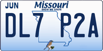 MO license plate DL7P2A