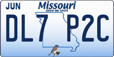 MO license plate DL7P2C