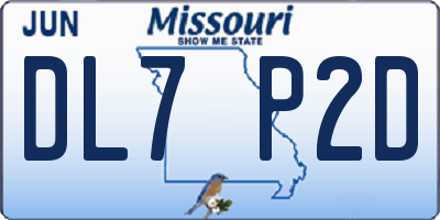 MO license plate DL7P2D