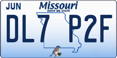 MO license plate DL7P2F