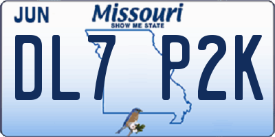MO license plate DL7P2K