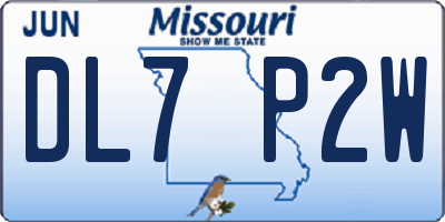 MO license plate DL7P2W