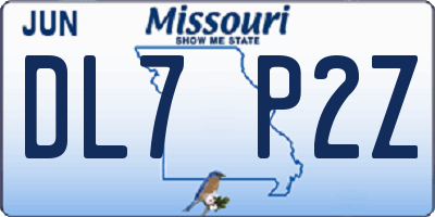MO license plate DL7P2Z