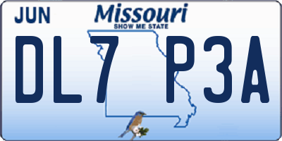 MO license plate DL7P3A