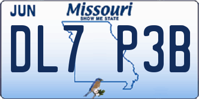 MO license plate DL7P3B