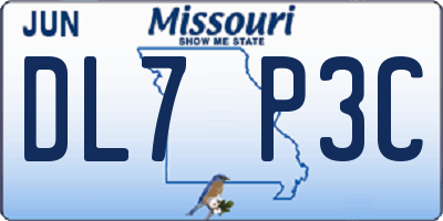 MO license plate DL7P3C