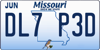MO license plate DL7P3D