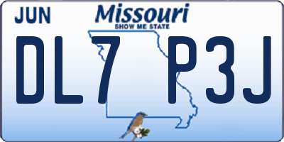 MO license plate DL7P3J