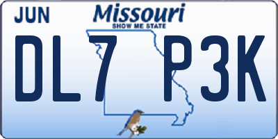 MO license plate DL7P3K
