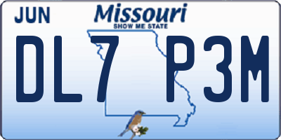 MO license plate DL7P3M