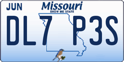 MO license plate DL7P3S