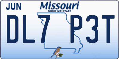MO license plate DL7P3T