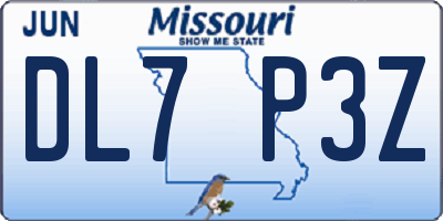MO license plate DL7P3Z