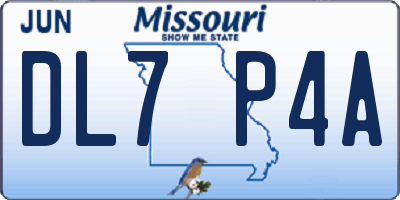 MO license plate DL7P4A