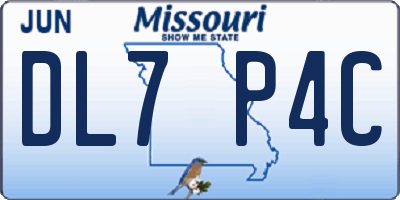 MO license plate DL7P4C