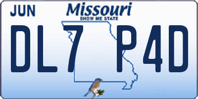 MO license plate DL7P4D