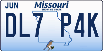 MO license plate DL7P4K