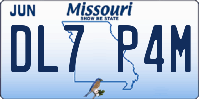 MO license plate DL7P4M