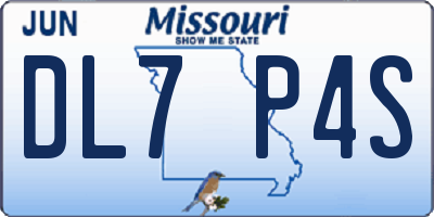 MO license plate DL7P4S