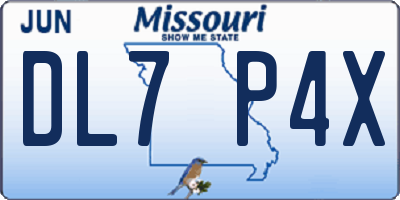 MO license plate DL7P4X