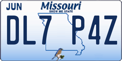MO license plate DL7P4Z
