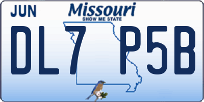 MO license plate DL7P5B