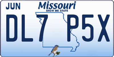 MO license plate DL7P5X
