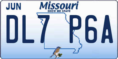 MO license plate DL7P6A