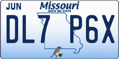 MO license plate DL7P6X