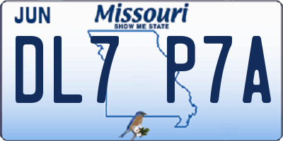 MO license plate DL7P7A