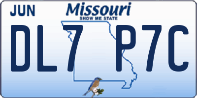 MO license plate DL7P7C