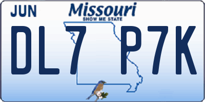 MO license plate DL7P7K
