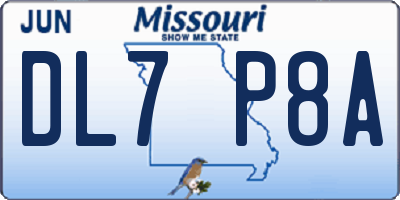 MO license plate DL7P8A