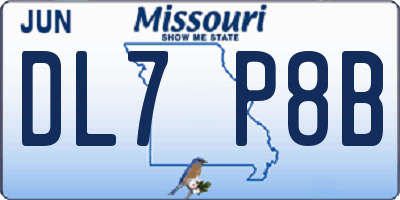 MO license plate DL7P8B