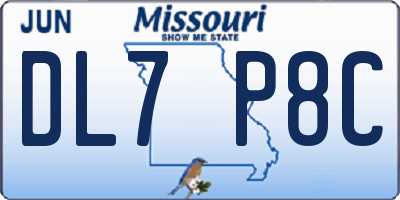 MO license plate DL7P8C