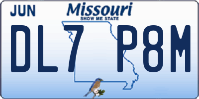 MO license plate DL7P8M