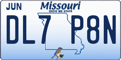 MO license plate DL7P8N