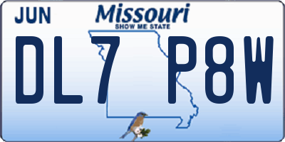 MO license plate DL7P8W