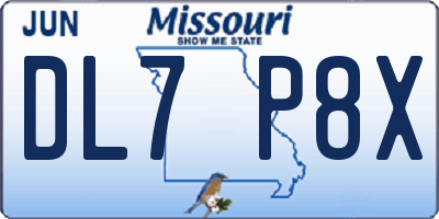 MO license plate DL7P8X