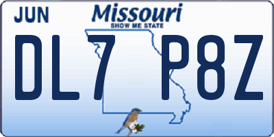 MO license plate DL7P8Z