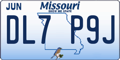 MO license plate DL7P9J
