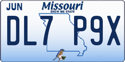 MO license plate DL7P9X