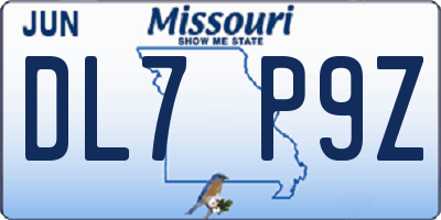MO license plate DL7P9Z