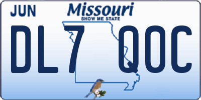 MO license plate DL7Q0C