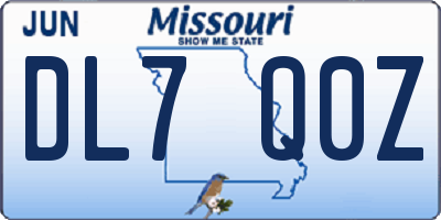 MO license plate DL7Q0Z